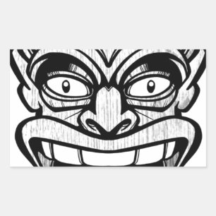 tiki mask hawaiian art rechthoekige sticker