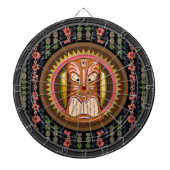 Tiki Mask Hibiscus Pattern Dartboard met Darts Dartbord (Voorkant)