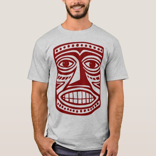 Tiki Mask III - Burgandy T-shirt (Voorkant)