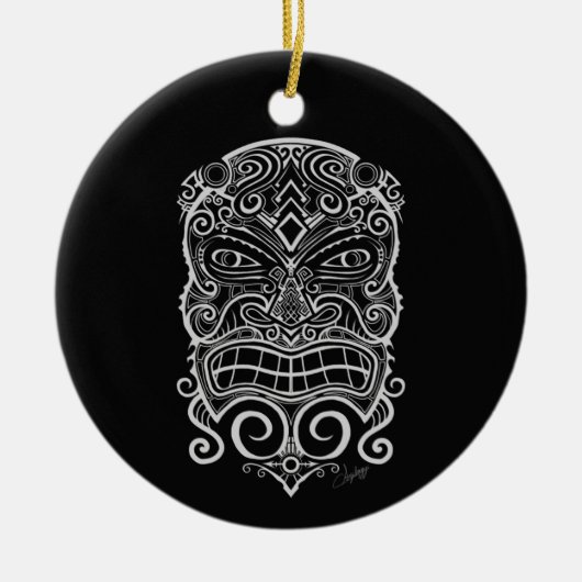 Tiki Mask Keramisch Ornament (Voorkant)