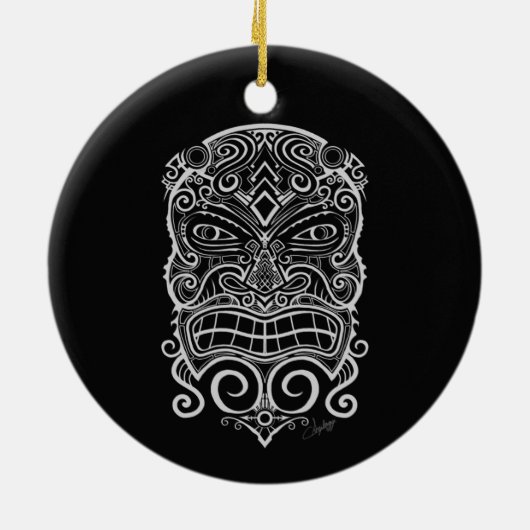 Tiki Mask Keramisch Ornament (Achterkant)