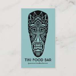 Tiki Mask - Lt Blauw Groen op Wit Visitekaartje