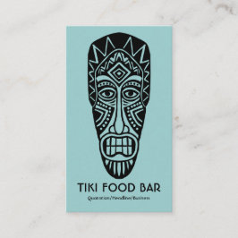 Tiki Mask - Lt Blauw Groen op Wit Visitekaartje