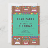 Tiki Mask Luau 40th Birthday Party Invitation Kaart (Voorkant)