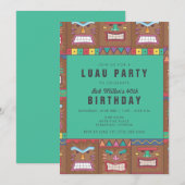 Tiki Mask Luau 40th Birthday Party Invitation Kaart (Voorkant / Achterkant)