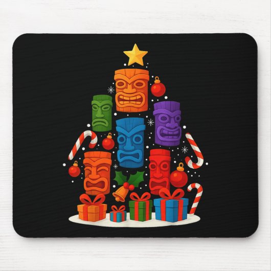 Tiki Mask Luau Christmas Tree Hawaiian Xmas Hat Ha Muismat (Voorkant)