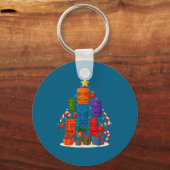 Tiki Mask Luau Christmas Tree Hawaiian Xmas Hat Ha Sleutelhanger (Voorkant)