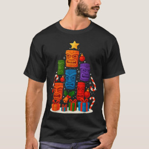 Tiki Mask Luau Kerstboom Hawaiaanse Kerstmuts Ha T-shirt
