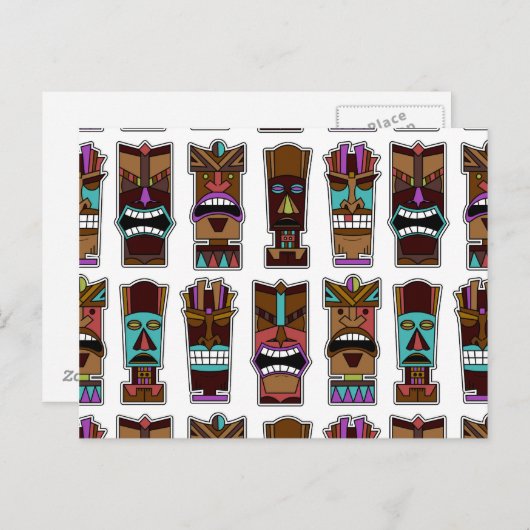 Tiki Mask Pattern Briefkaart (Voorkant / Achterkant)