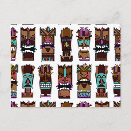 Tiki Mask Pattern Briefkaart (Voorkant)