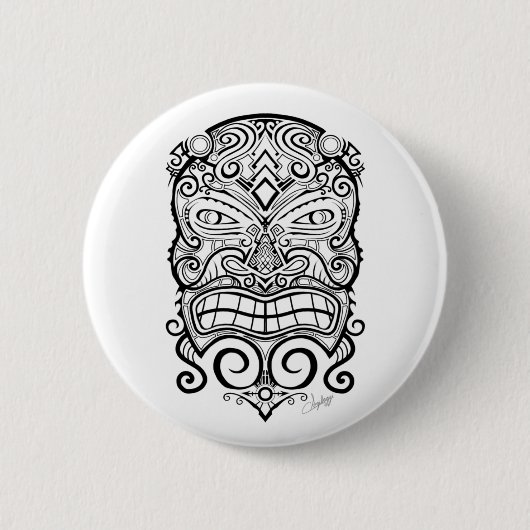 Tiki Mask Ronde Button 5,7 Cm (Voorkant)