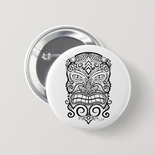 Tiki Mask Ronde Button 5,7 Cm (Voorkant /achterkant)