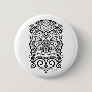 Tiki Mask Ronde Button 5,7 Cm
