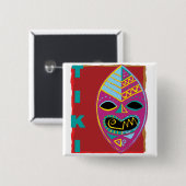 TIKI MASK VIERKANTE BUTTON 5,1 CM (Voorkant /achterkant)