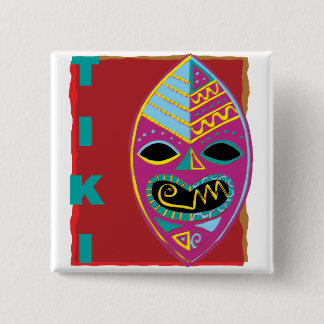 TIKI MASK VIERKANTE BUTTON 5,1 CM