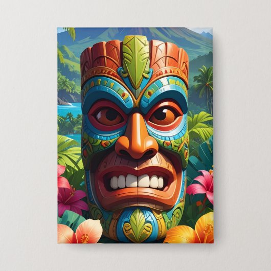 Tiki-masker Button (Voorkant)