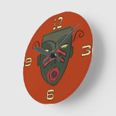 Tiki Masker Clock Ronde Klok (Hoek)