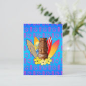 Tiki-masker en surfplanken briefkaart (Staand voorkant)