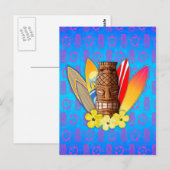 Tiki-masker en surfplanken briefkaart (Voorkant / Achterkant)