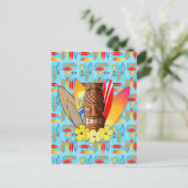 Tiki-masker en surfplanken briefkaart (Staand voorkant)
