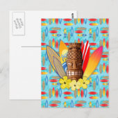 Tiki-masker en surfplanken briefkaart (Voorkant / Achterkant)