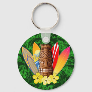 Tiki-masker en surfplanken sleutelhanger