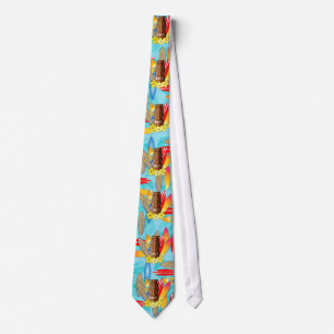 Tiki-masker en surfplanken stropdas