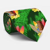 Tiki-masker en surfplanken stropdas (Opgerold)