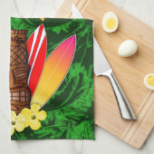 Tiki-masker en surfplanken theedoek (Quarter Fold)