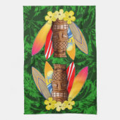 Tiki-masker en surfplanken theedoek (Verticaal)