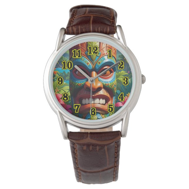Tiki-masker Horloge (Voorkant)