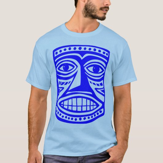 Tiki Masker III - Blauw T-shirt (Voorkant)