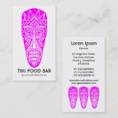 Tiki Masker - Magenta op Wit Visitekaartje (Voorkant / Achterkant)