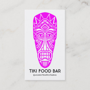 Tiki Masker - Magenta op Wit Visitekaartje