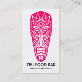 Tiki Masker - Neon Red on White Visitekaartje