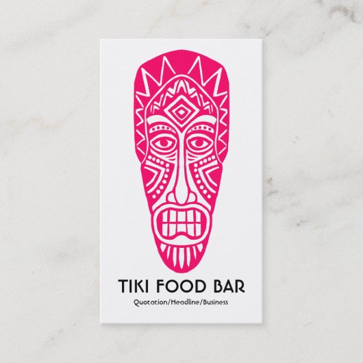 Tiki Masker - Neon Red on White Visitekaartje (Voorkant)