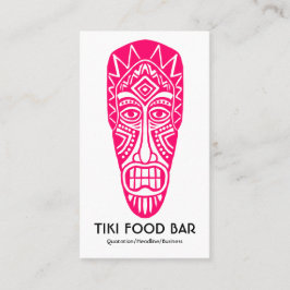 Tiki Masker - Neon Red on White Visitekaartje
