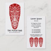 Tiki Masker - Ruby Red on White Visitekaartje (Voorkant / Achterkant)