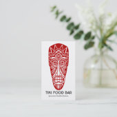 Tiki Masker - Ruby Red on White Visitekaartje (Staand voorkant)