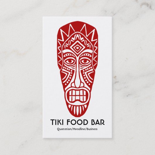 Tiki Masker - Ruby Red on White Visitekaartje (Voorkant)