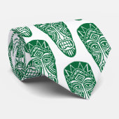 Tiki-maskers - Forest Green op White Stropdas (Opgerold)