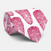 Tiki-maskers - Regal Red on White Stropdas (Opgerold)