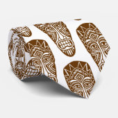 Tiki Maskers - Walnut op White Stropdas (Opgerold)
