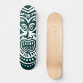 Tiki Maskerstijl - Donkergroen op hout (Retro) Persoonlijk Skateboard (Voorkant)