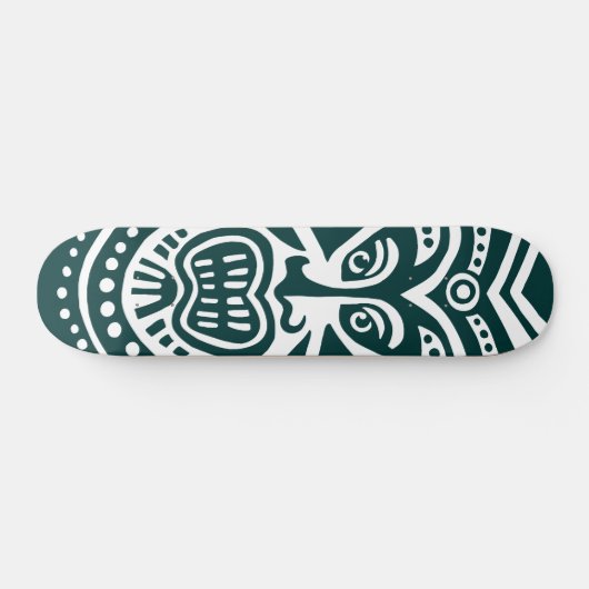 Tiki Maskerstijl - Donkergroen op hout Skateboard (Horizontaal)