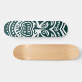 Tiki Maskerstijl - Donkergroen op hout Skateboard (Horizontaal)