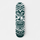Tiki Maskerstijl - Donkergroen op hout Skateboard (Voorkant)