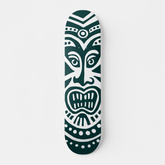 Tiki Maskerstijl - Donkergroen op hout Skateboard (Voorkant)