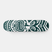 Tiki Maskerstijl - Donkergroen op wit Persoonlijk Skateboard (Horizontaal)
