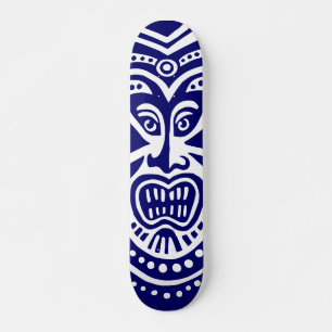 Tiki Maskerstijl - marine op wit Skateboard